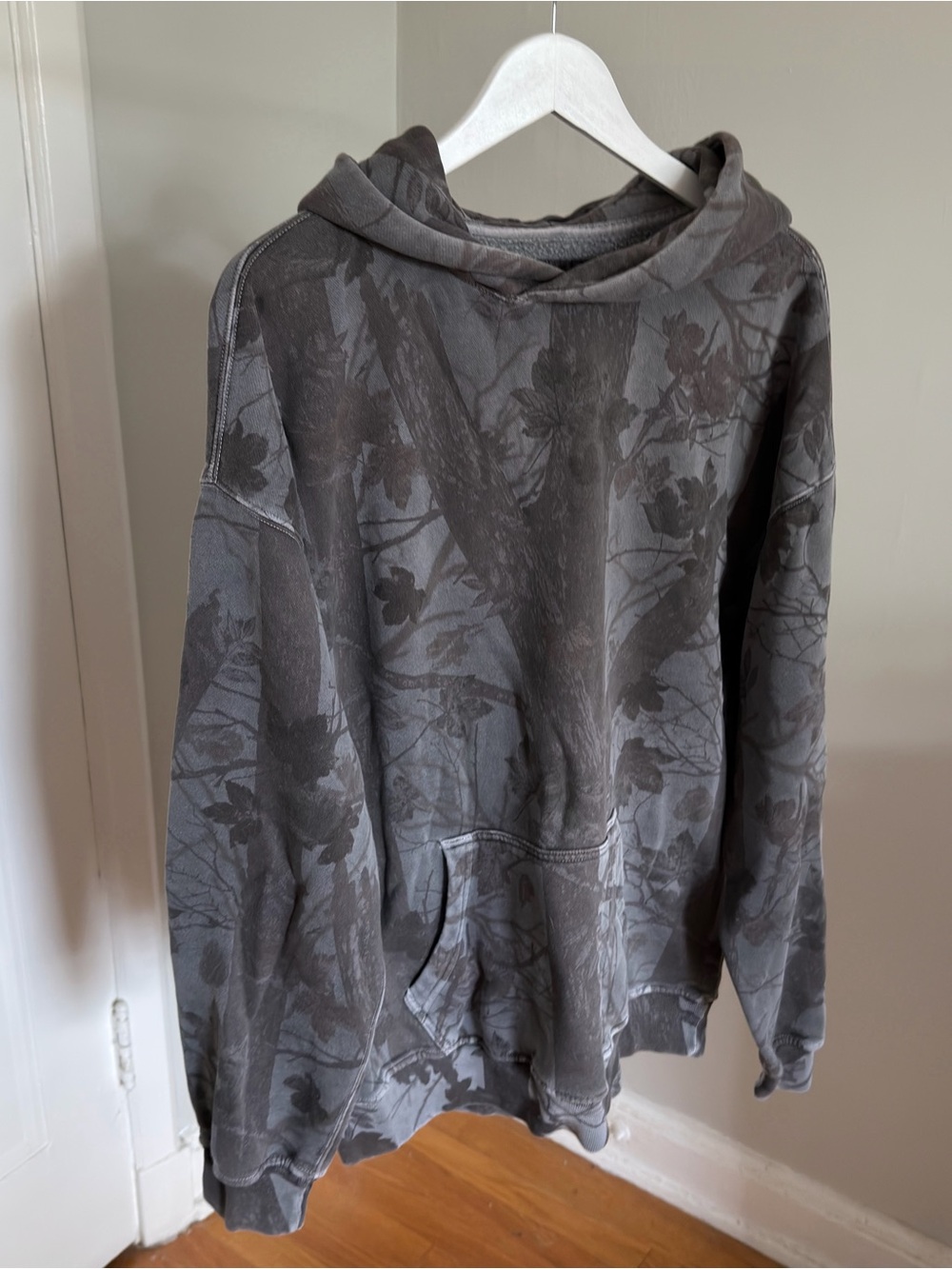 Abercrombie & Fitch Gray Camo-Print Pullover Hoodie